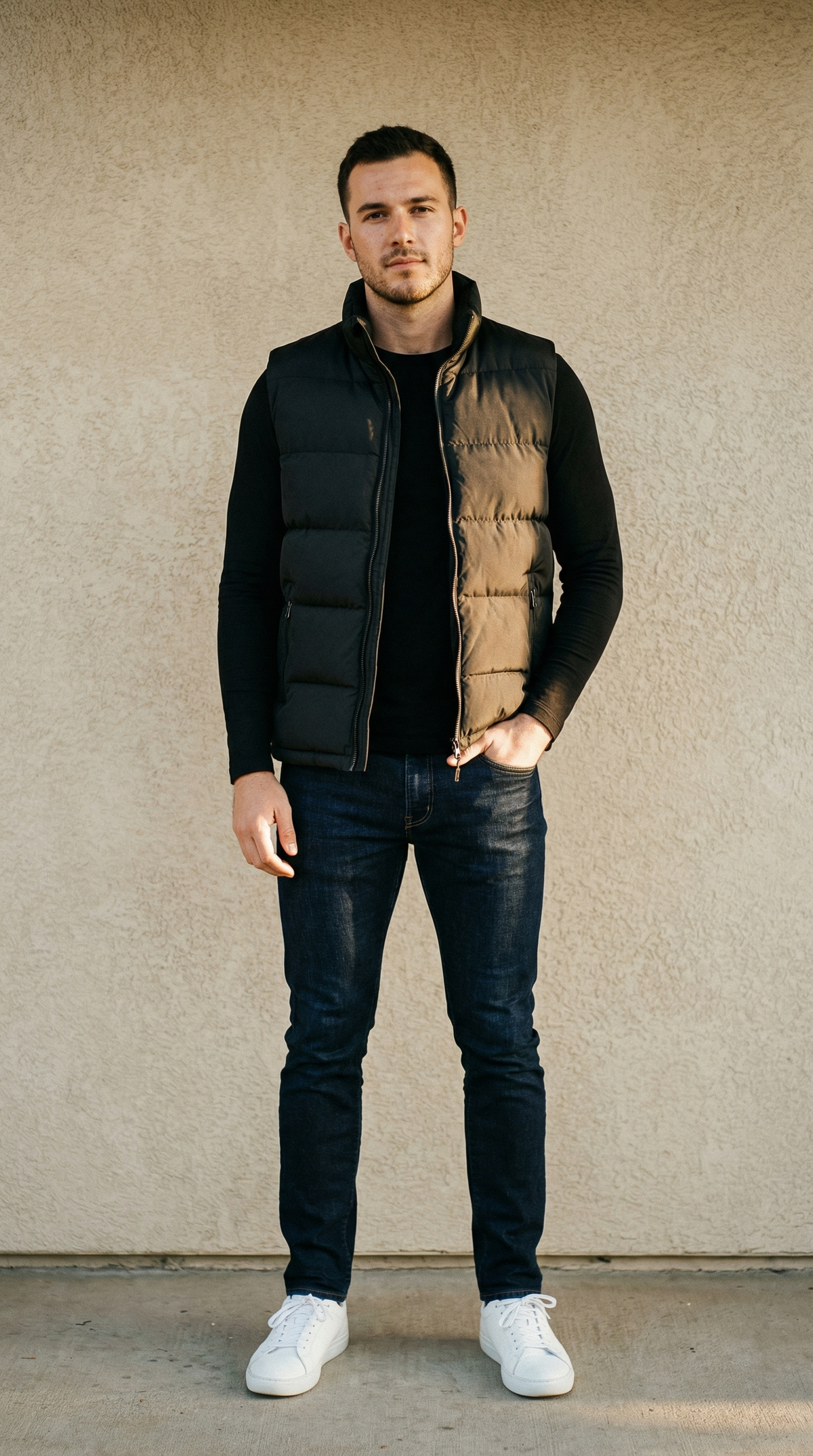 Bruno Klassische Steppweste mit Stehkragen