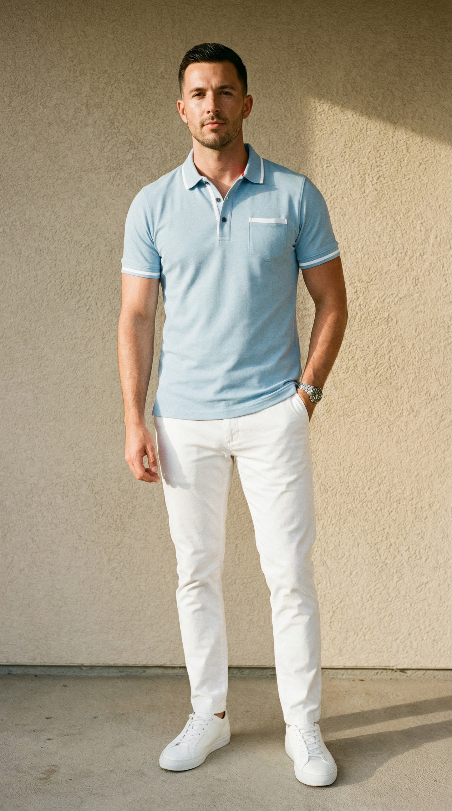 Roberto – Sportliches Herren-Poloshirt mit Kontraststreifen
