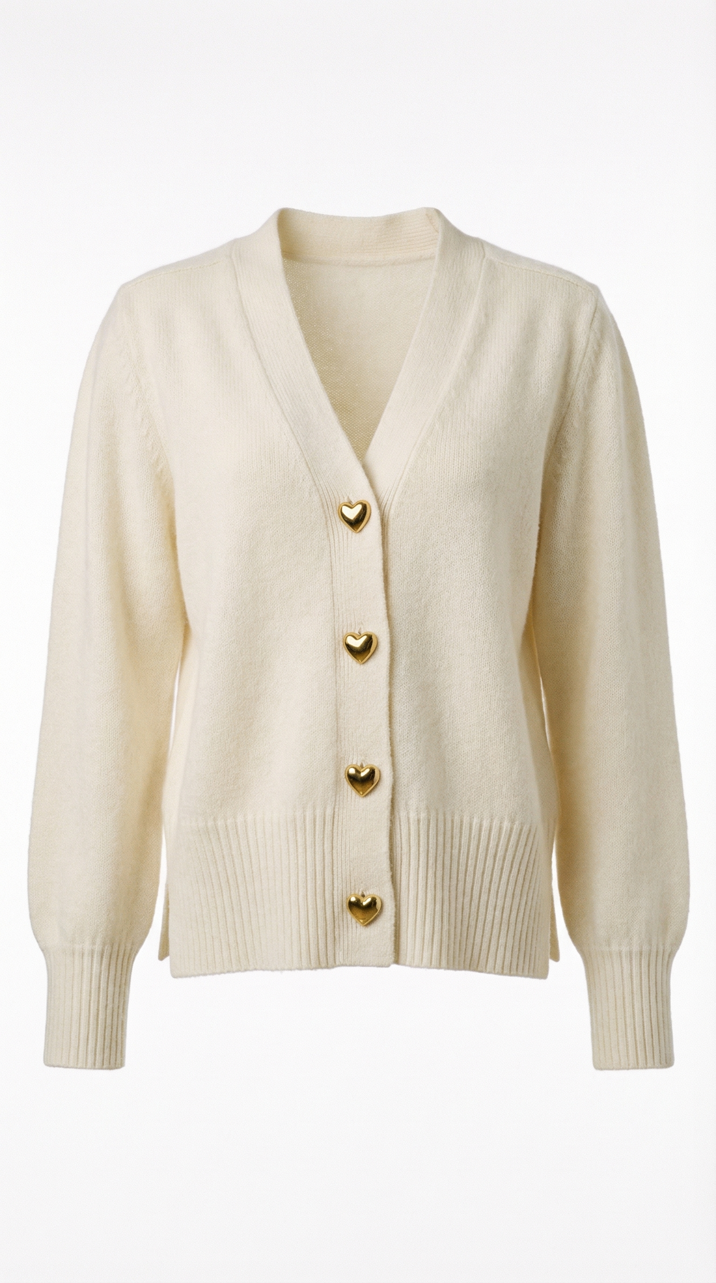 Corina – Damen-Strickjacke mit goldenen Herzknöpfen
