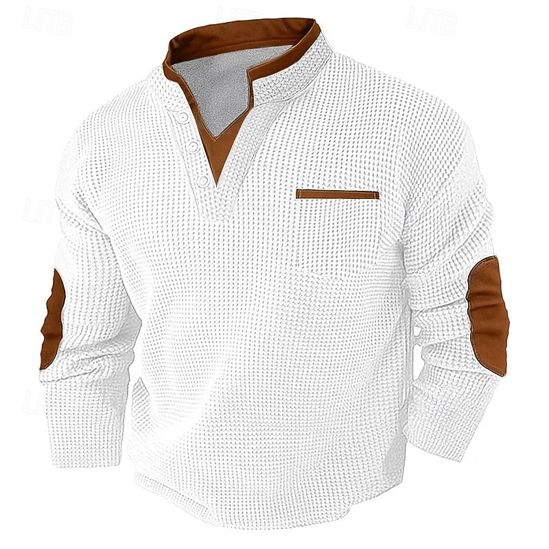 Harlan | Textured Long-Sleeve Henley Shirt
