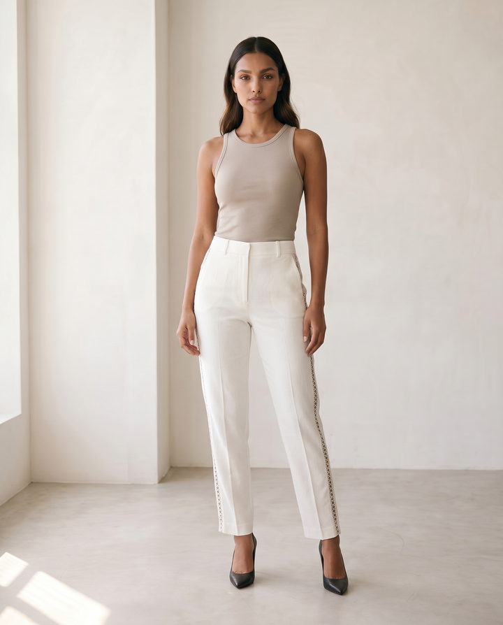 Abby High Waist Side Stripe Tapered Pants