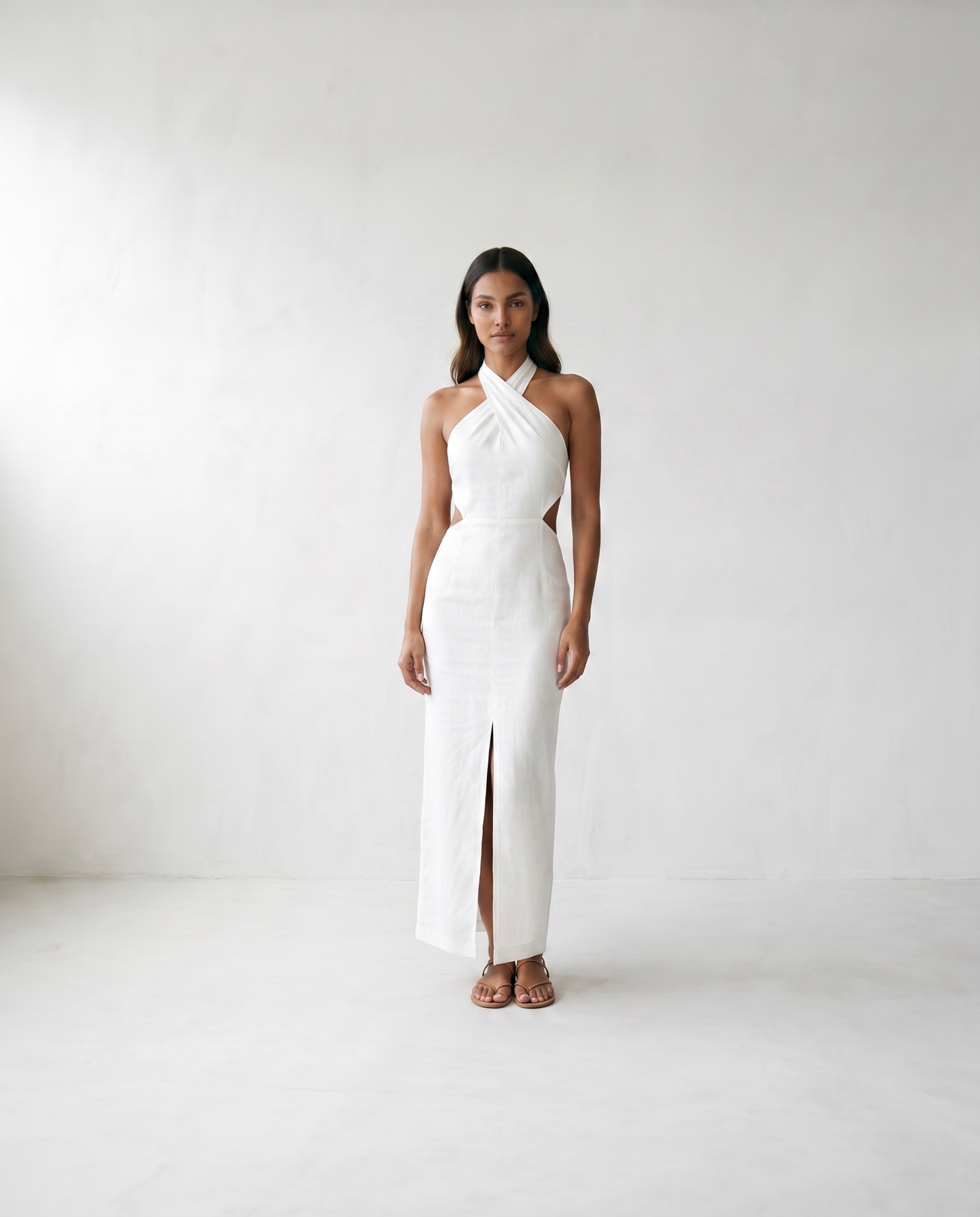 Adele Bohemian Halter Linen Dress