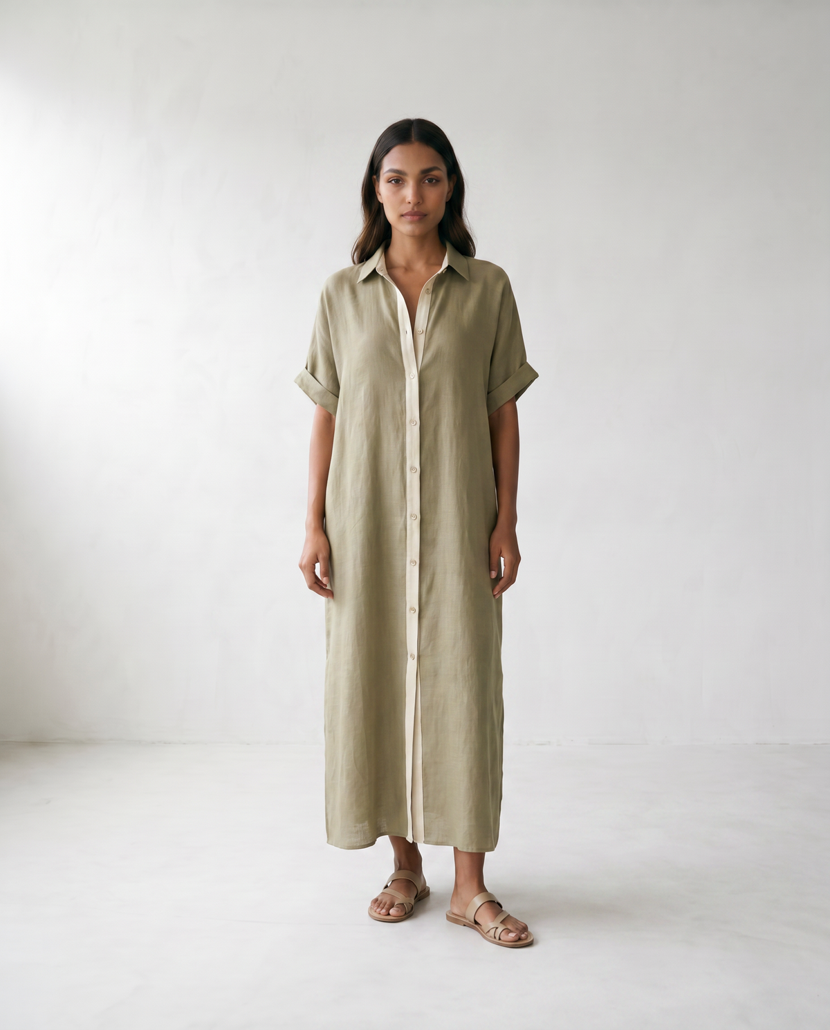 Gemma Belted Linen Shirt Dress