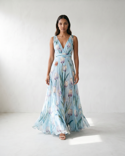 Victoria Tulip Print Wedding Guest Dress