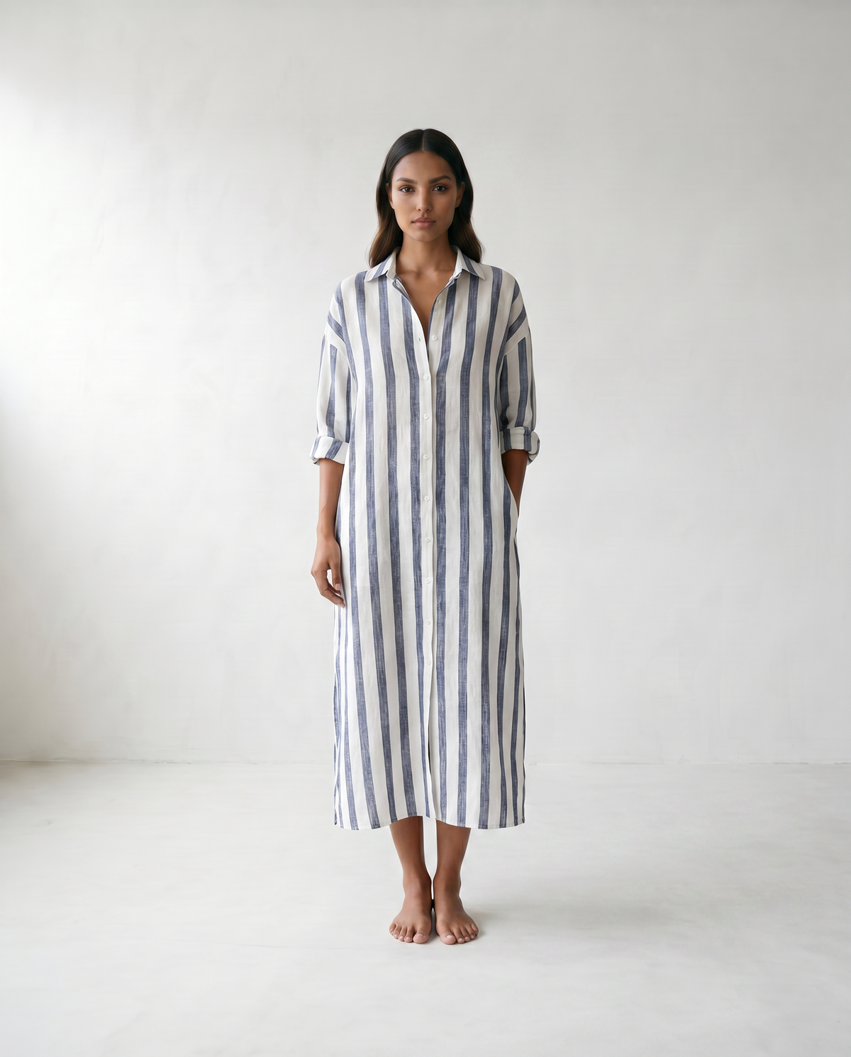 Amaris Linen Maxi Shirt Dress