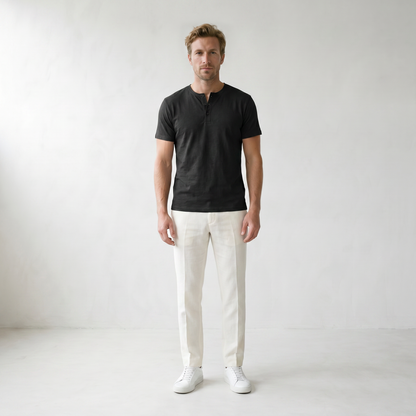 Sundrel Martin Short-Sleeve Henley Shirt - 01 model front black