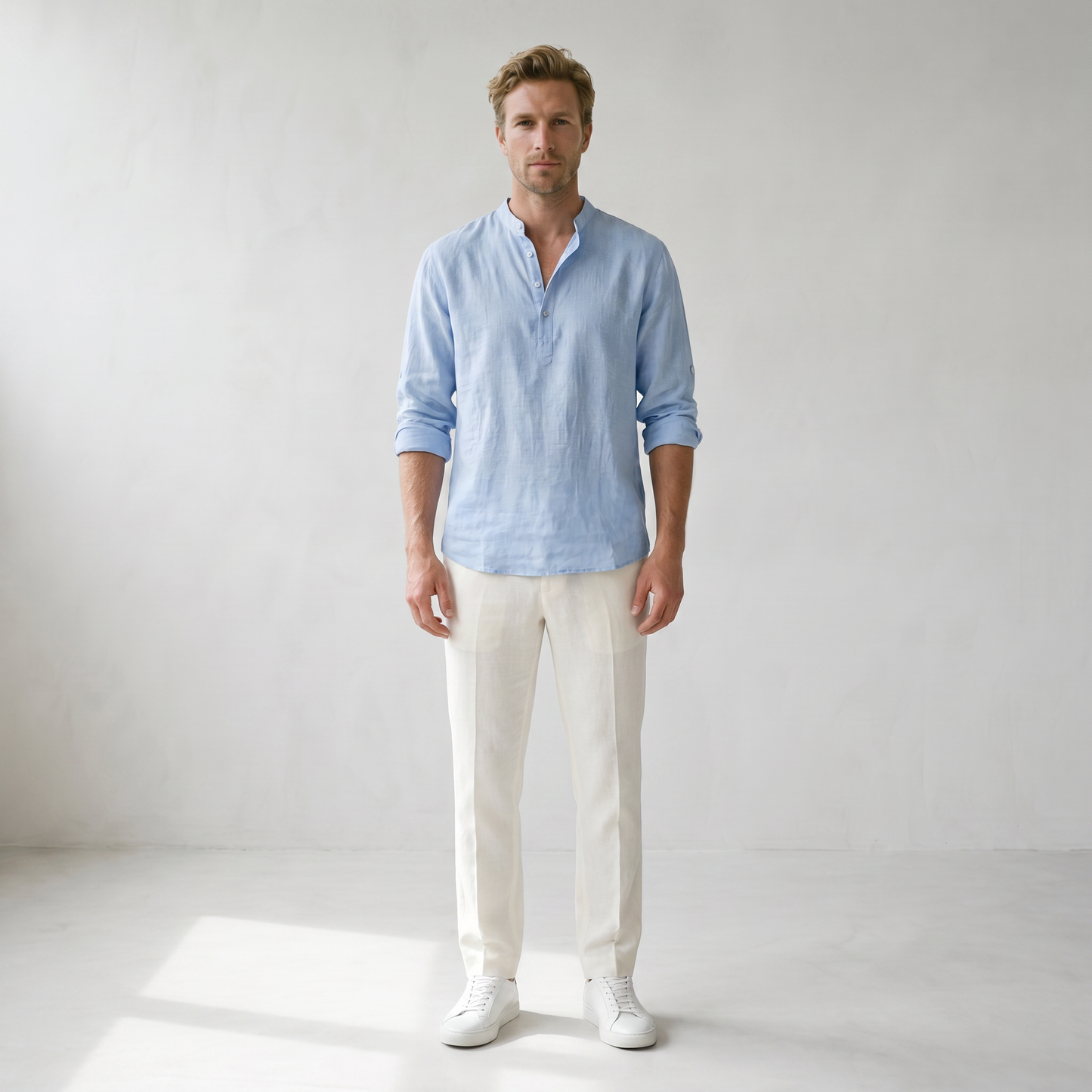 Sundrel Jonas Casual Linen Summer Shirt - 01 model front light-blue
