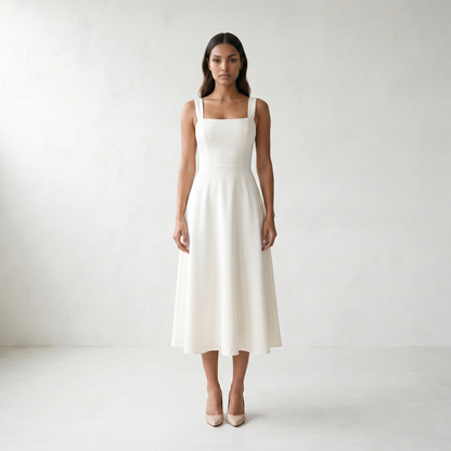 Elara Square Neck A-Line Midi Dress