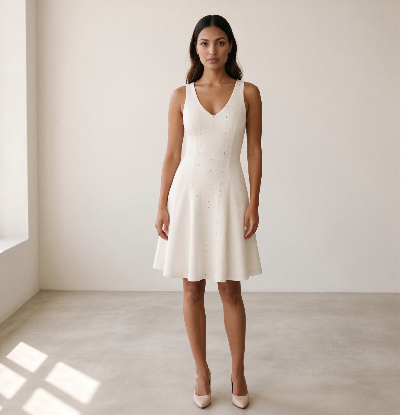 Mila Eyelet V-Neck A-Line Summer Dress