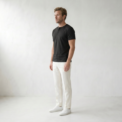 Sundrel Martin Short-Sleeve Henley Shirt - 03 model side black