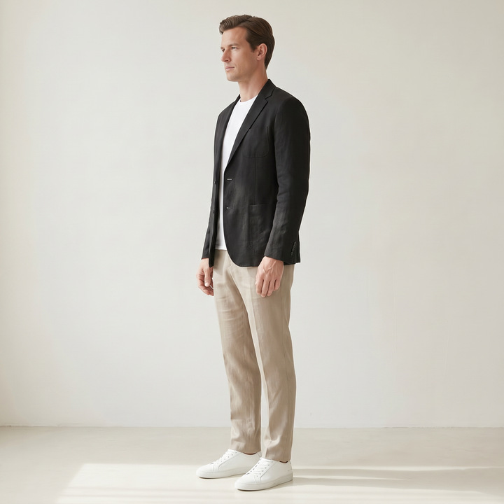 Sundrel Bodhi Lightweight Linen Blazer - 03 model side black