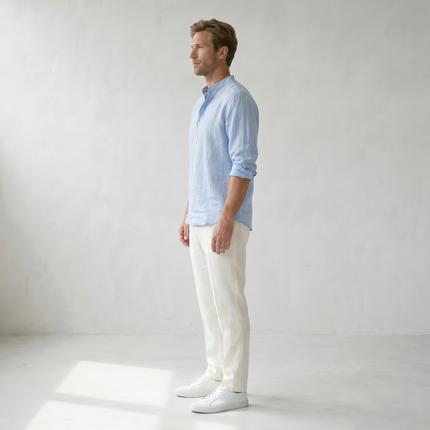 Sundrel Jonas Casual Linen Summer Shirt - 03 model side light-blue