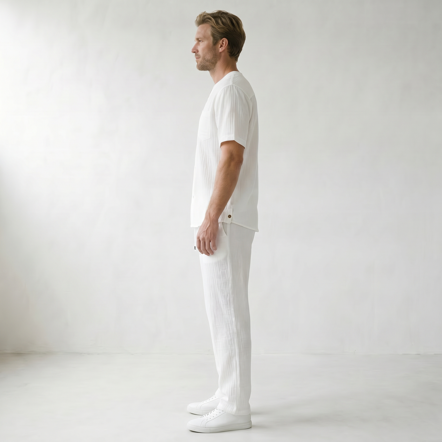 Sundrel Arnold Cotton-Linen Two-Piece Set - 03 model side white