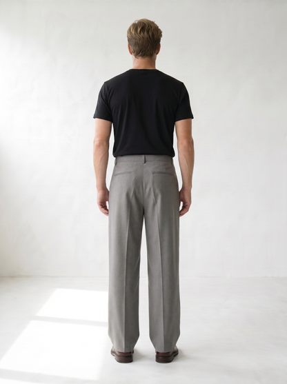 Sundrel master workflow Pleated Wide-Leg Tailored Trousers - 03_trousers_gray_model_back