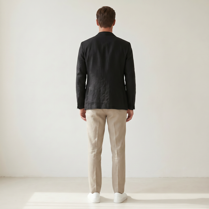 Sundrel Bodhi Lightweight Linen Blazer - 04 model back black