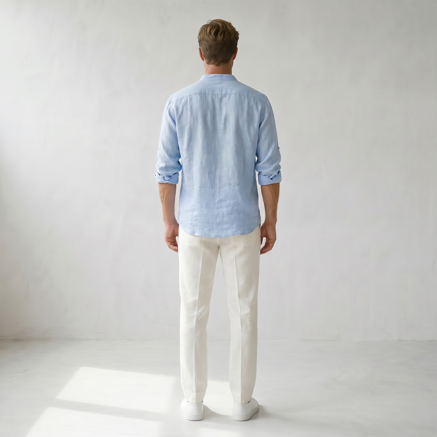 Sundrel Jonas Casual Linen Summer Shirt - 04 model back light-blue