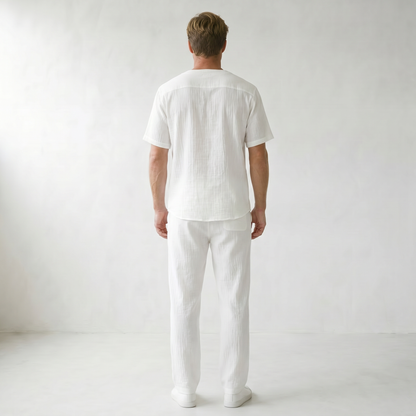 Sundrel Arnold Cotton-Linen Two-Piece Set - 04 model back white