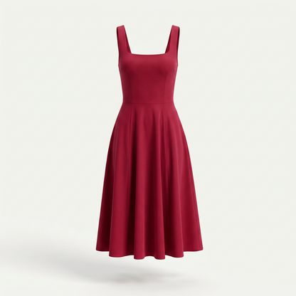 Clara Square Neck Flared Midi Dress