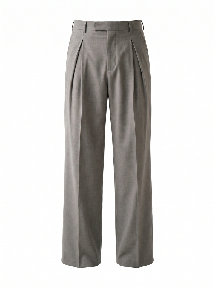 Sundrel master workflow Pleated Wide-Leg Tailored Trousers - 04_trousers_gray_mannequin_front_master