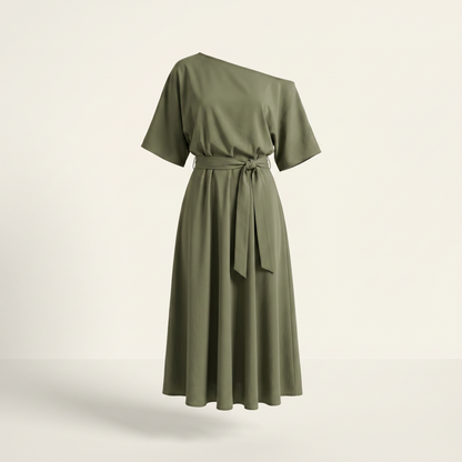 Noelle Off Shoulder A-Line Midi Dress