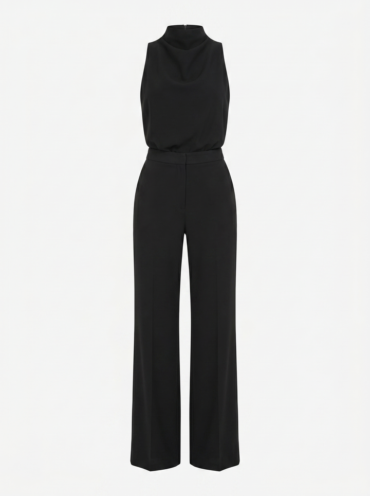 Saphirelle High Neck Wide-Leg Jumpsuit