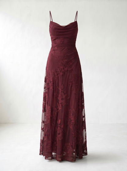 Rosalina Lace Cowl Neck Maxi Dress