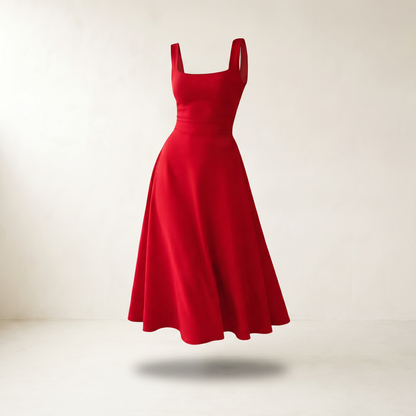 Elara Square Neck A-Line Midi Dress