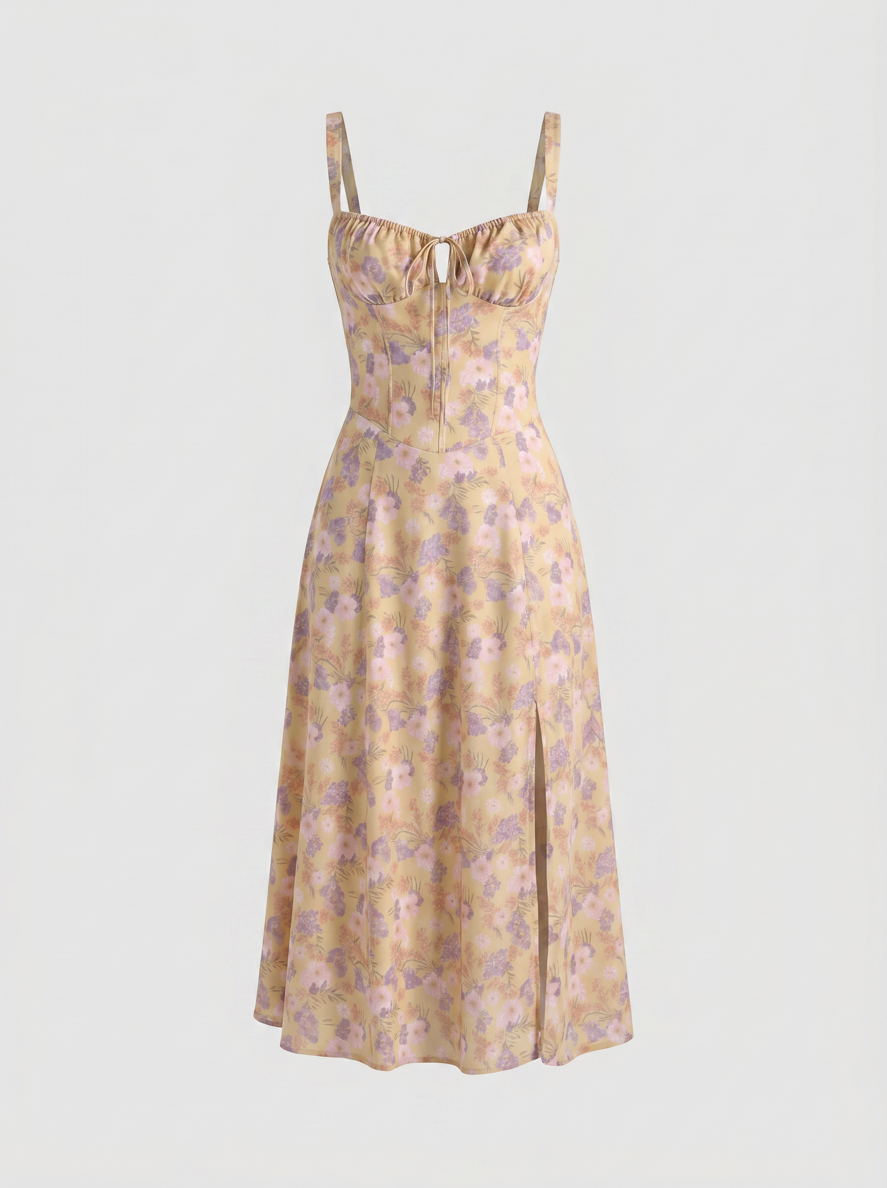 Valentina Floral Corsage Slit Midi Dress