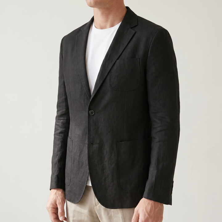 Sundrel Bodhi Lightweight Linen Blazer - 05 model detail black