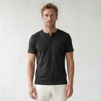 Sundrel Martin Short-Sleeve Henley Shirt - 05 model detail black