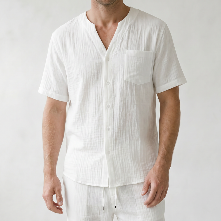Sundrel Arnold Cotton-Linen Two-Piece Set - 05 model detail white