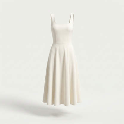 Clara Square Neck Flared Midi Dress