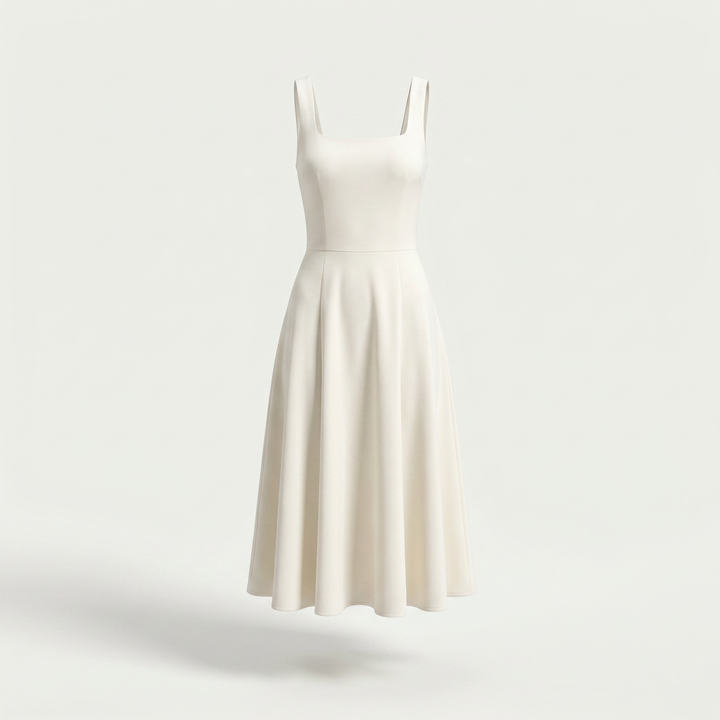 Clara Square Neck Flared Midi Dress