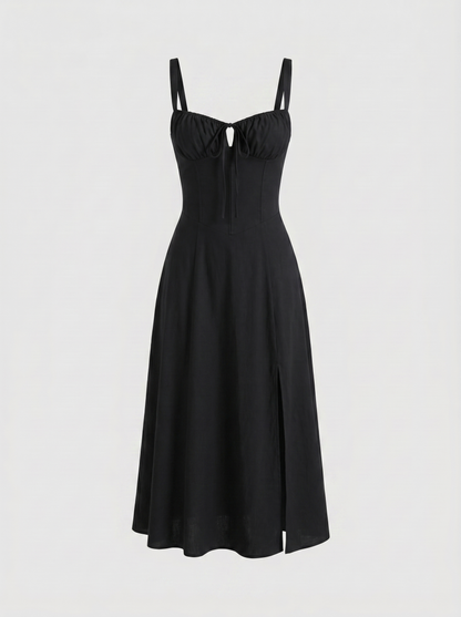 Valentina Floral Corsage Slit Midi Dress