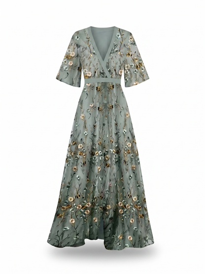 Jill Floral V-Neck Maxi Dress