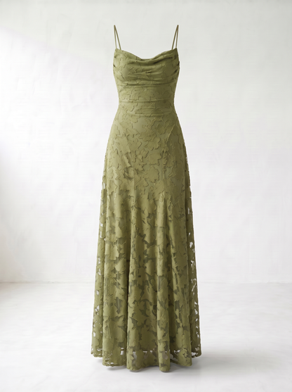 Rosalina Lace Cowl Neck Maxi Dress