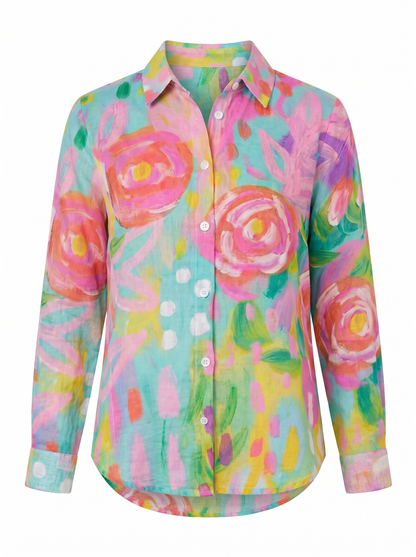 Terri Printed Button-Up Blouse