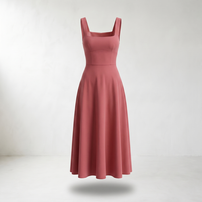Elara Square Neck A-Line Midi Dress