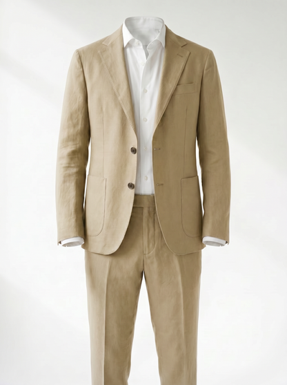 Lorenzo Linen-Look Classic Suit Set