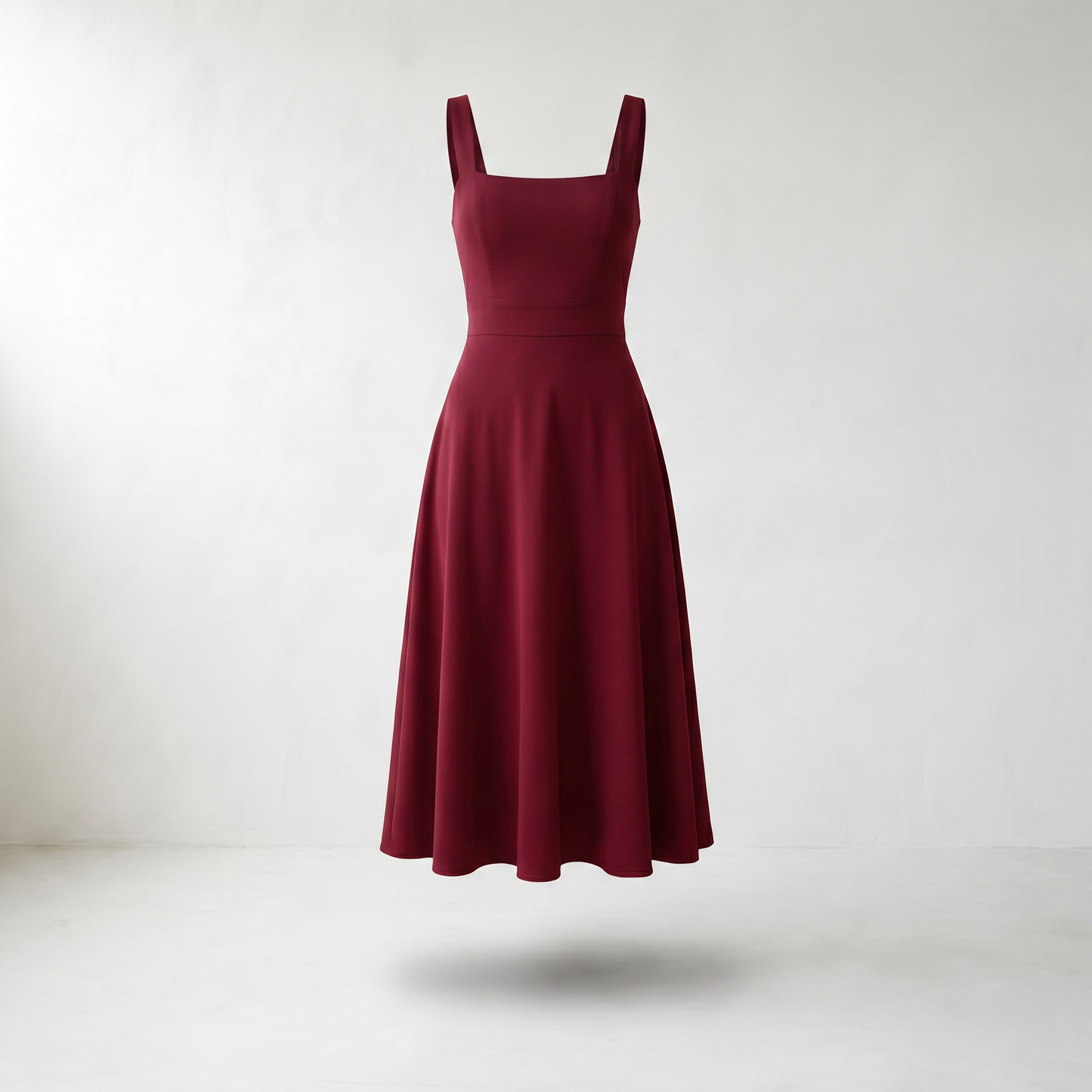 Elara Square Neck A-Line Midi Dress
