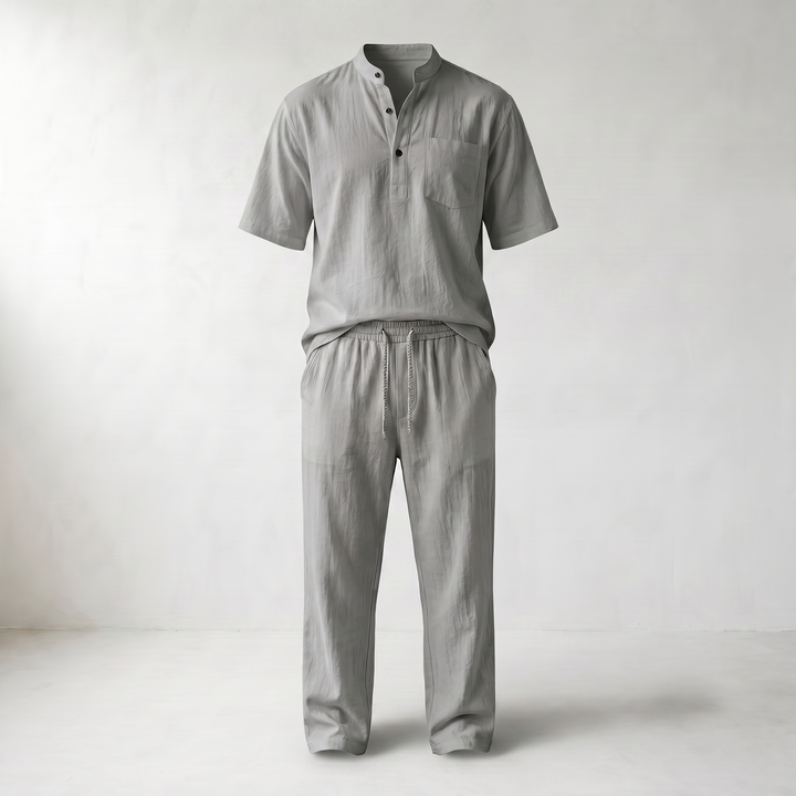 Arnold Cotton-Linen Two-Piece Set — Gray