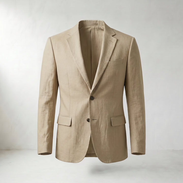 Dino Single-Breasted Cotton-Linen Blazer — Light Khaki