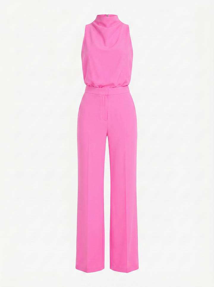 Saphirelle High Neck Wide-Leg Jumpsuit — Pink