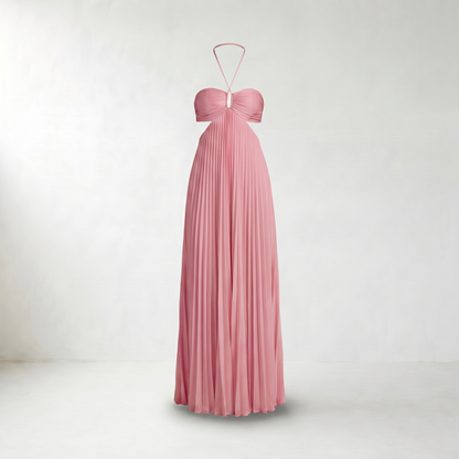 Pia Pleated Halter Maxi Dress