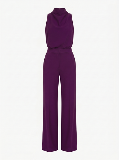 Saphirelle High Neck Wide-Leg Jumpsuit