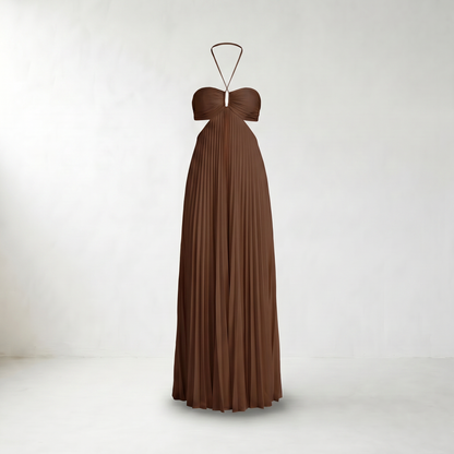 Pia Pleated Halter Maxi Dress