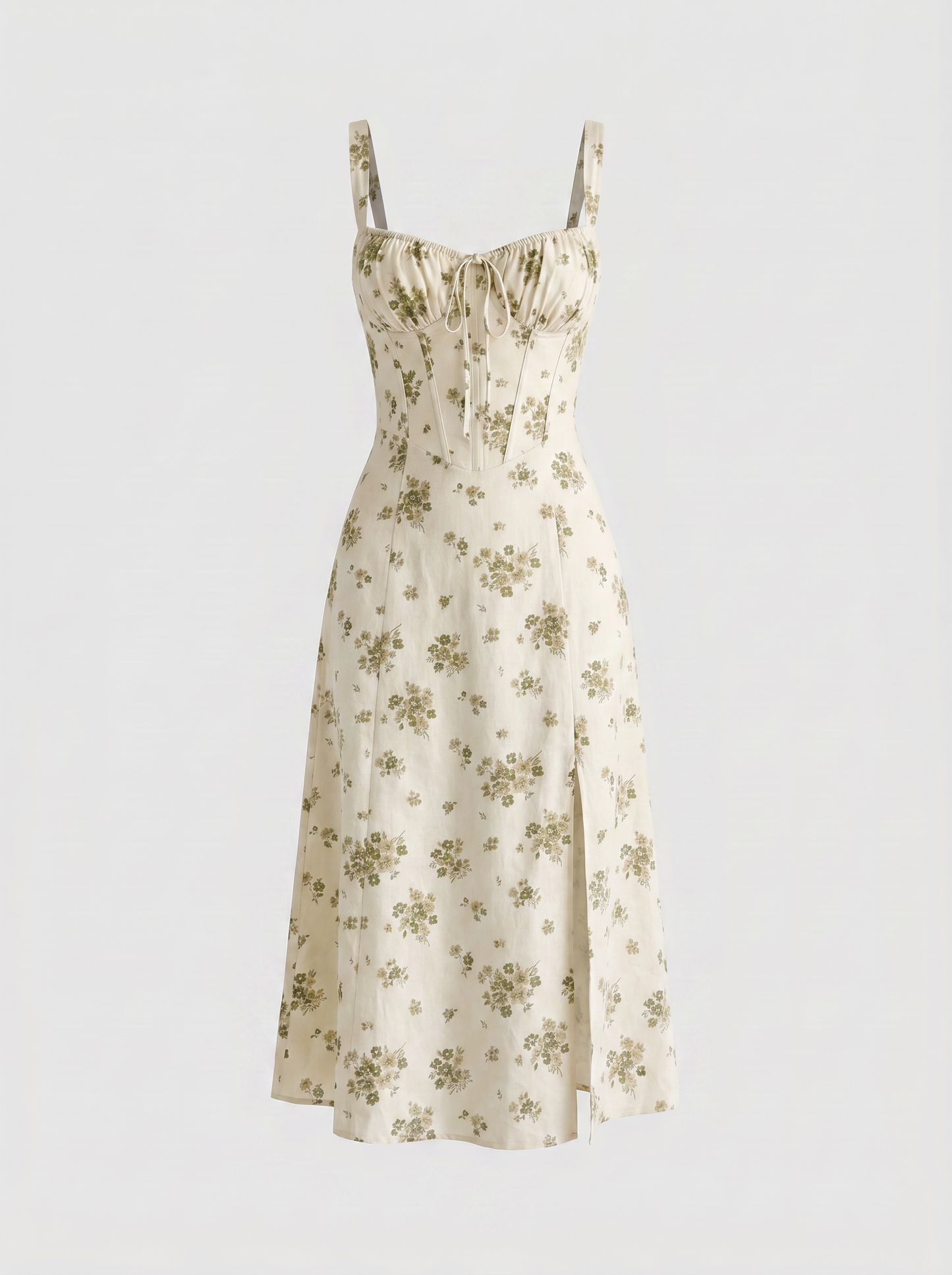Valentina Floral Corsage Slit Midi Dress