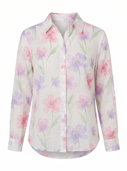 Terri Printed Button-Up Blouse