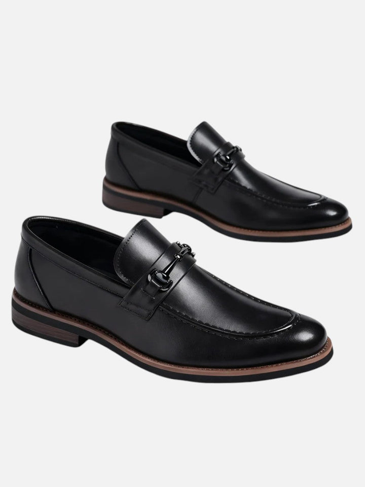Men's Leather Loafers - Polished Dress Shoes — Black