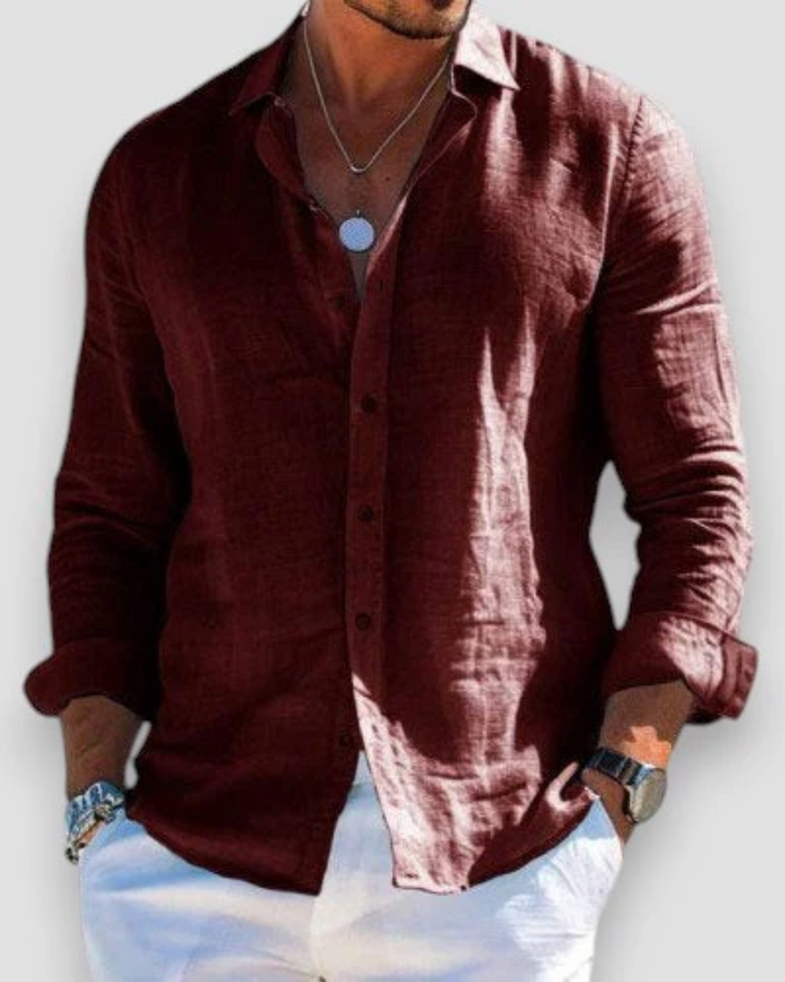 Men's Tailored Casual Summer Shirt - Breathable Fit — Brown